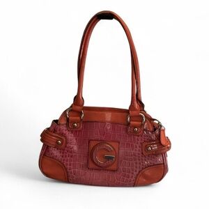 G by Guess Burgundy Croc-Embossed Shoulder Bag